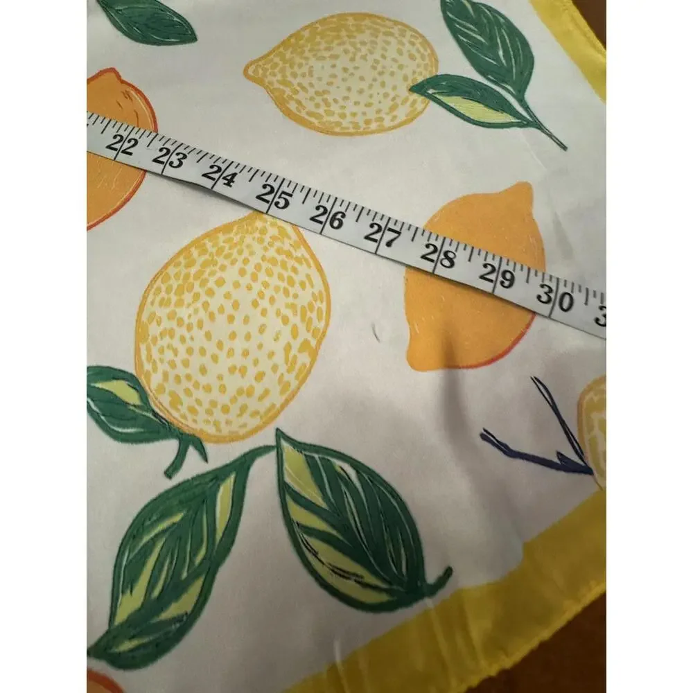 Square Lemon Print Scarf with Yellow Border 216